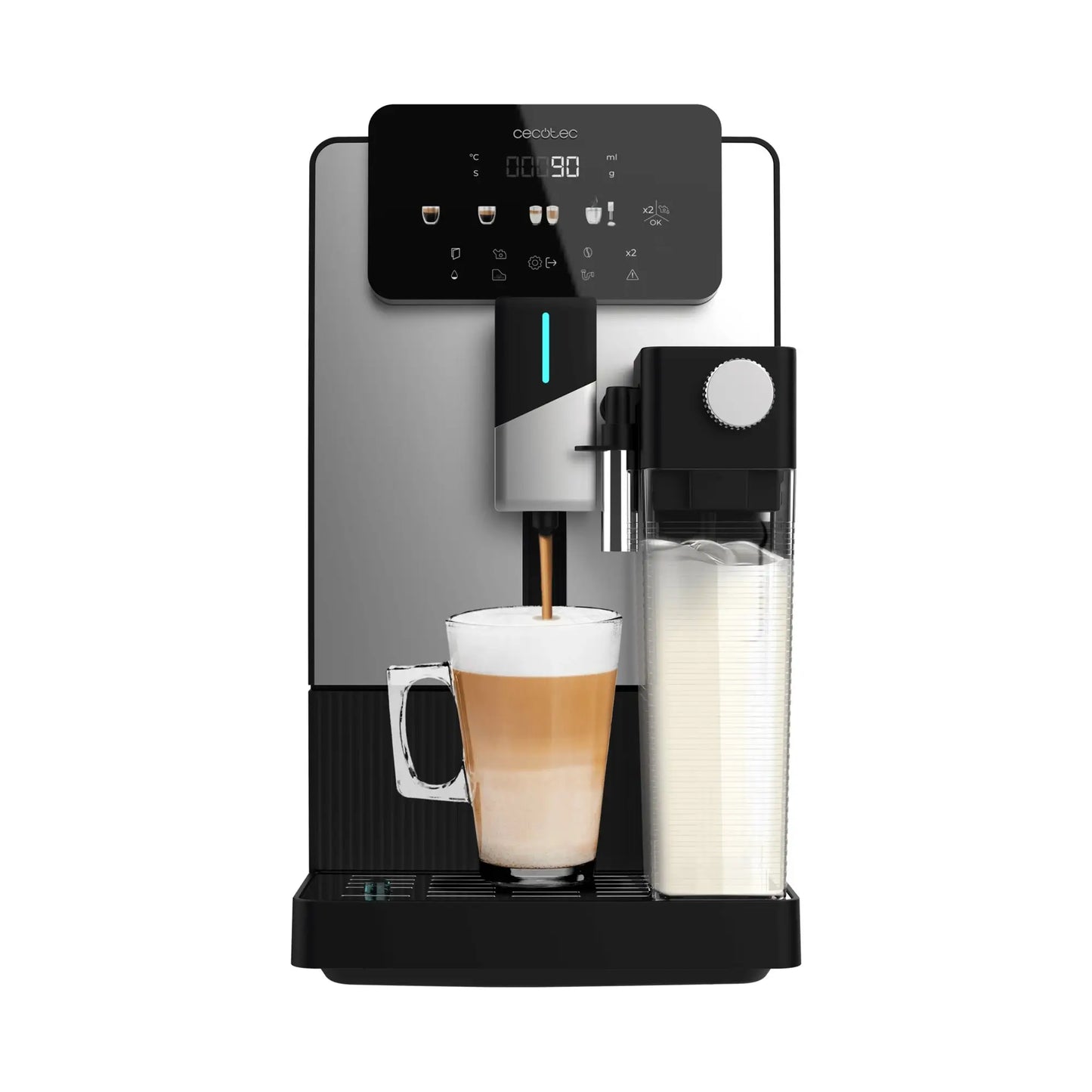 Cecotec | Automatic coffee machine with milk frother | Cremmaet Latte Jar | Black | Silver