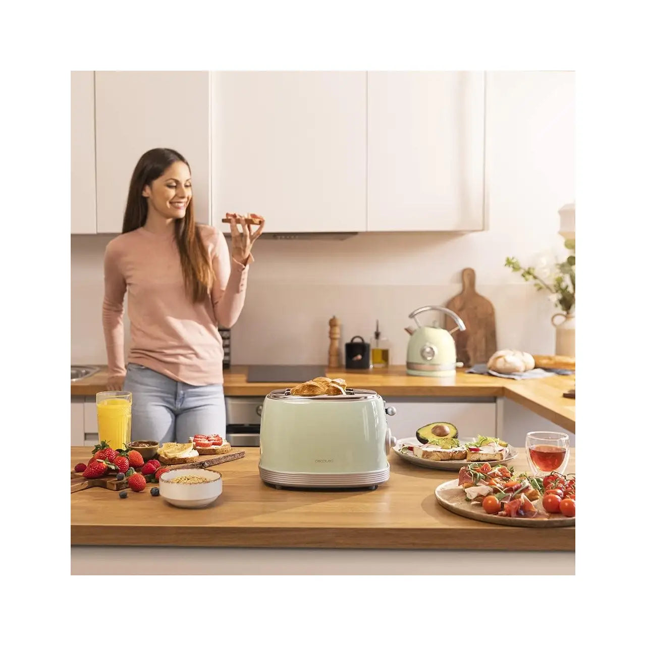 Cecotec | Toaster | Toast&Taste 800 Vintage | 850 W | Stainless steel | Green