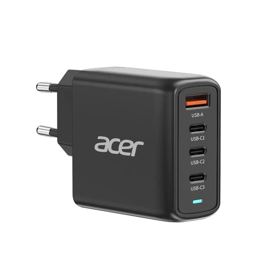 Acer | 100W PD GaN Charger, 3 x USB C and 1 x USB A, EU Plug, 100W USB-C cable