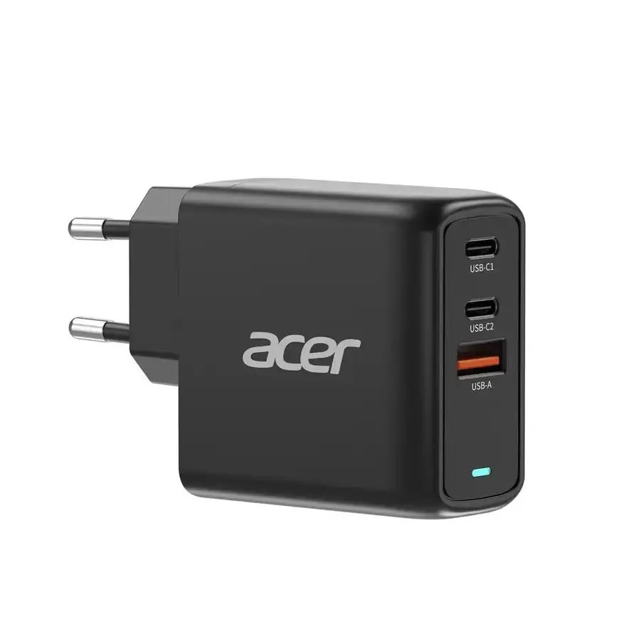 Acer | 67W PD GaN-Ladegerät, 2 x USB C und 1 x USB A, EU-Stecker, 100W USB C-Kabel