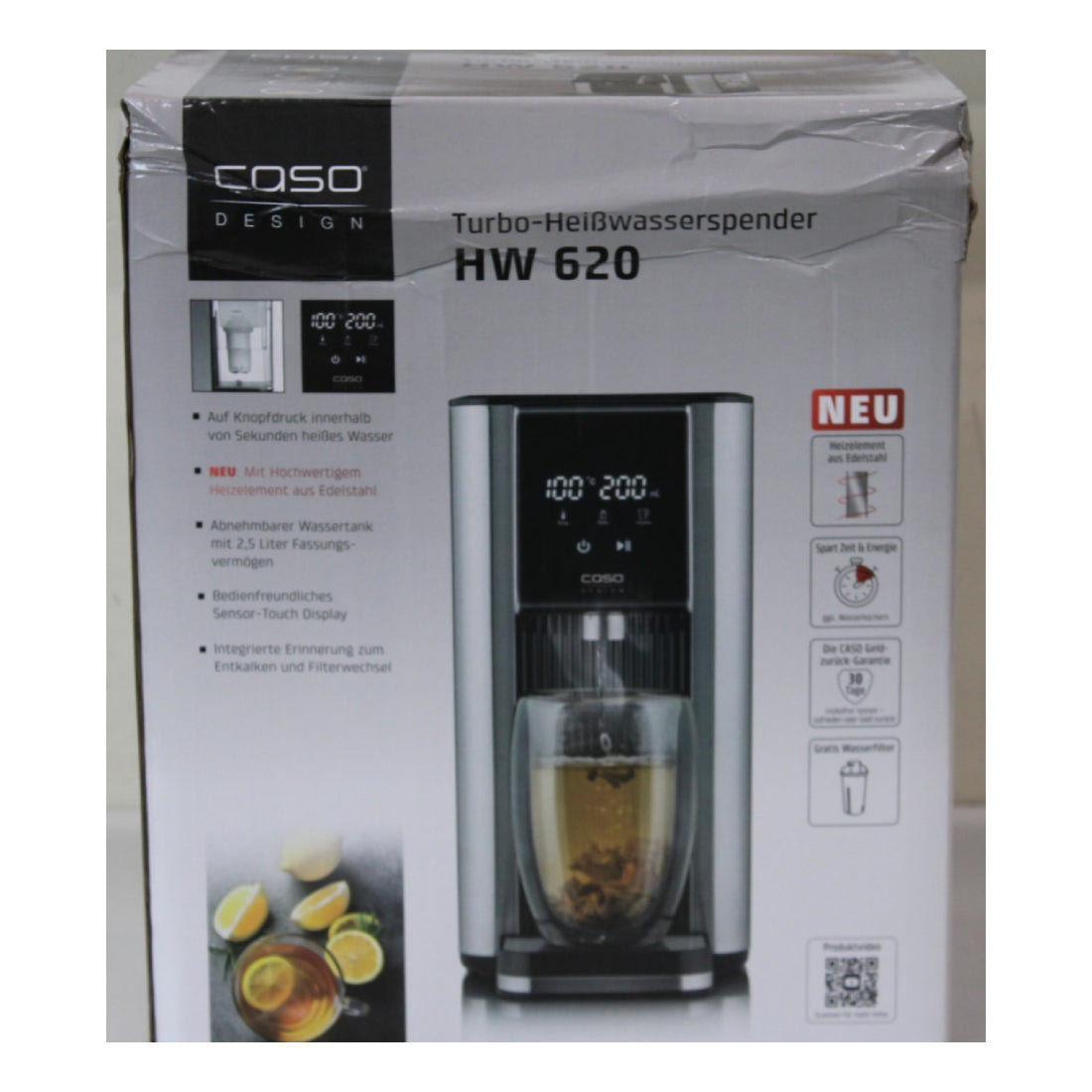 CASO Design | HW 620 | Hot Water Dispenser | 2.5 L | 2.6 kW | Black | DAMAGED PACKAGING | OUTLET