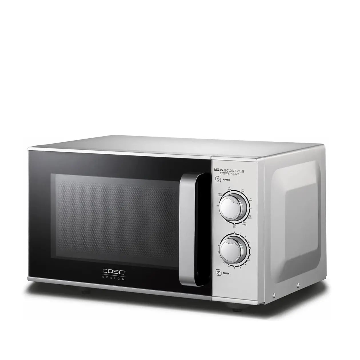 CASO Design | Keramik-Mikrowellenherd mit Grill | MG 25 Ecostyle Ceramic | 25L | 900 W | Schwarz | Silber