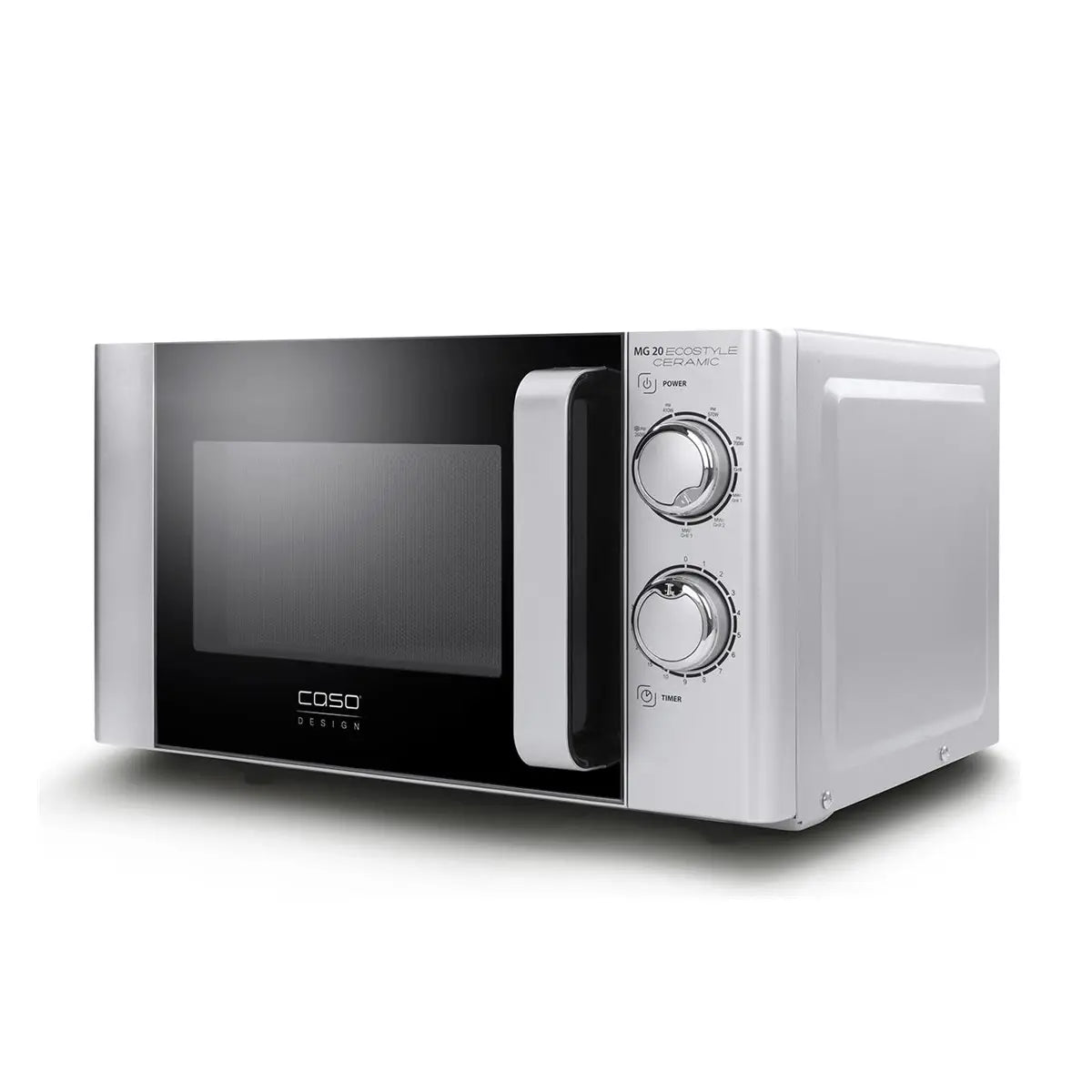 CASO Design | Mikrowelle mit Grill | MG 20 Ecostyle Keramik | 20 L | 700 W | Schwarz | Silber