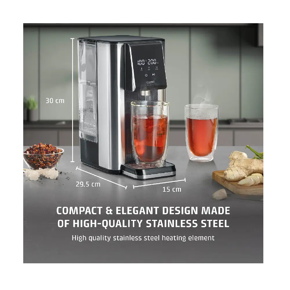 Caso | Distributeur d'eau chaude | HW 620 | 2600 W | 2,5 L | Commande tactile | Acier inoxydable/Noir