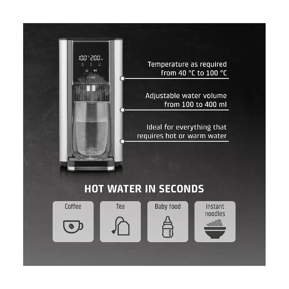 Caso | Distributeur d'eau chaude | HW 620 | 2600 W | 2,5 L | Commande tactile | Acier inoxydable/Noir