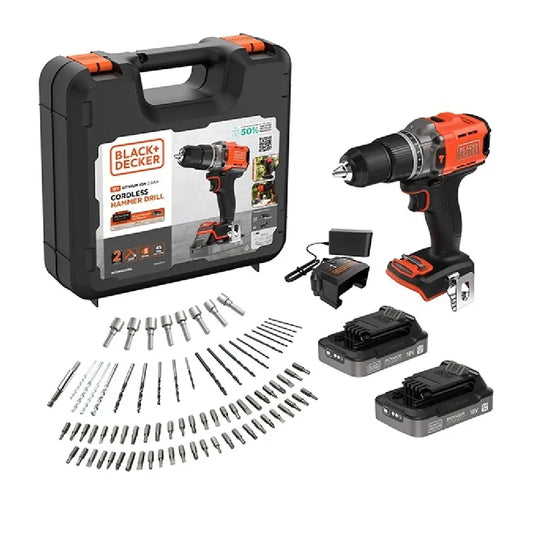Black & Decker | Impact Drill | BCD383D2XKA-QW | 18V | 2 × 2.0 Ah | 80 pcs | Kit