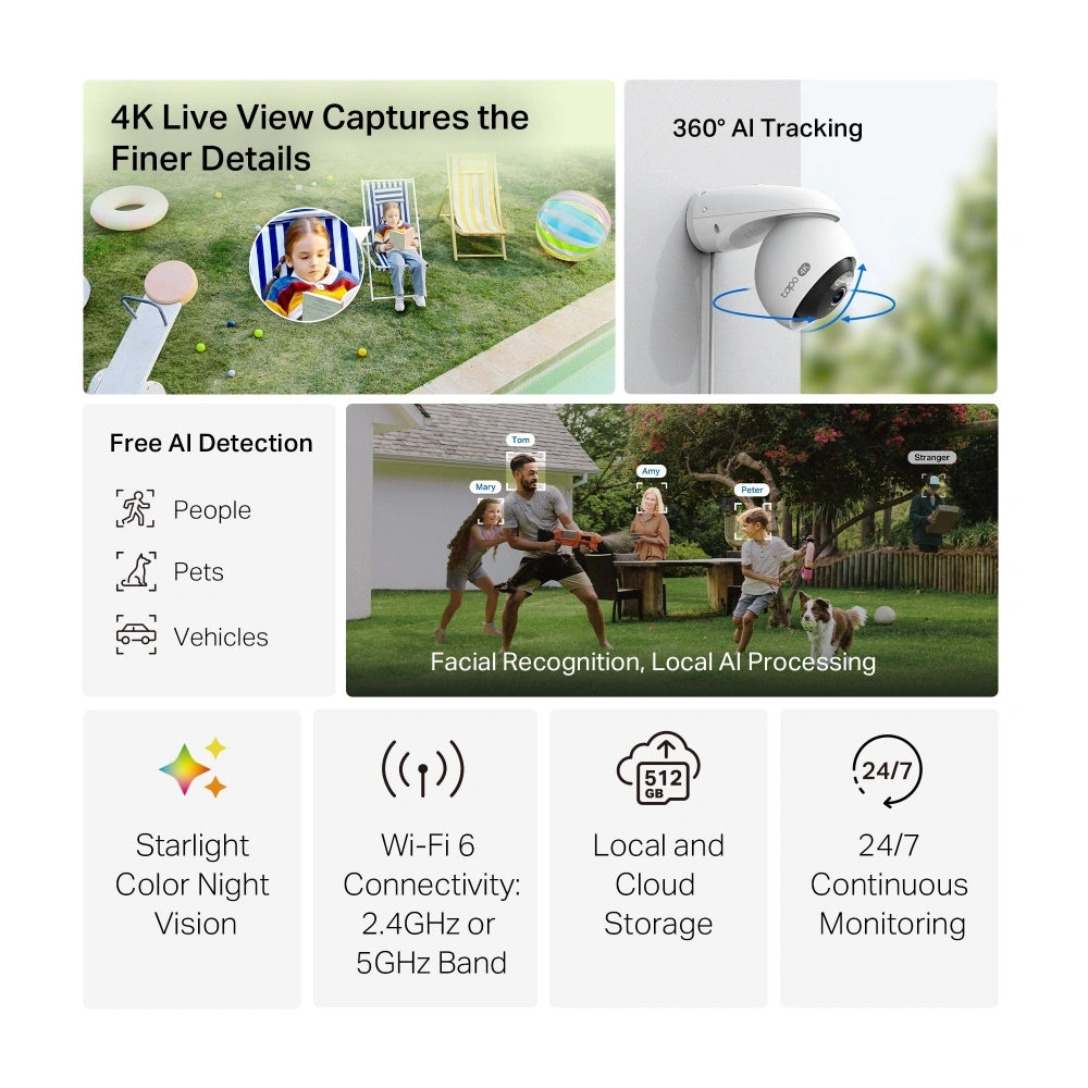 TP-LINK | Pan/Tilt Security Wi-Fi Camera | Tapo C560WS | Dome | 8 MP | 4mm/F1.6