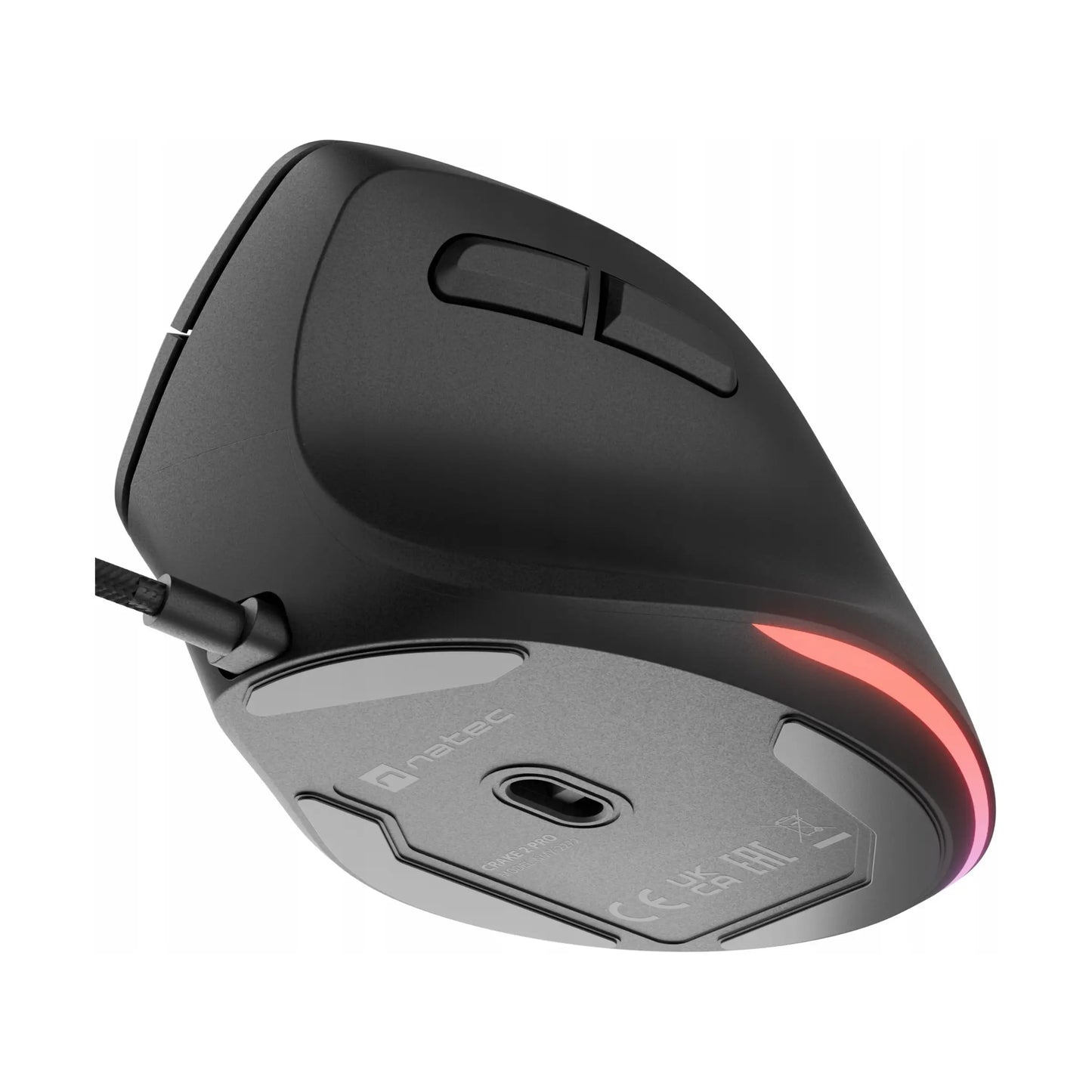 Natec | Vertical mouse | CRAKE 2 PRO | Optical | Wired | USB | 12800 dpi | Black