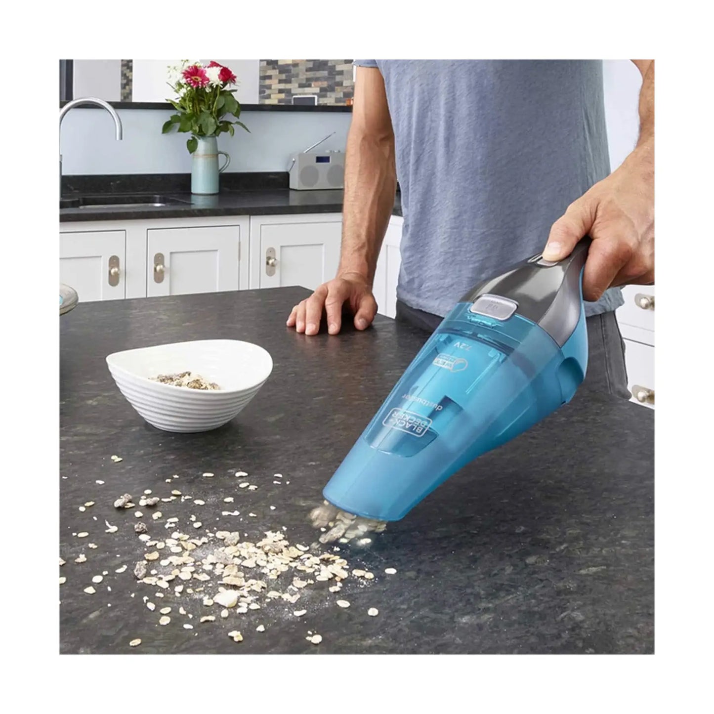 BLACK+DECKER | DustBuster | Staubsauger | WDC215WA | Handstaubsauger | Trocken, nass | Blau | Grau