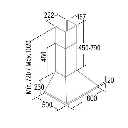 CATA | Hood | 600 X /M | Chimney | Class C | Width 60 cm | Silver