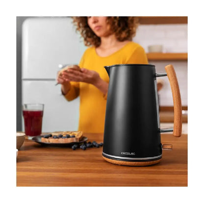 Cecotec | Electric Kettle | ThermoSense 400 Woody | 1.7 L | 3000 W | Stainless Steel | Black