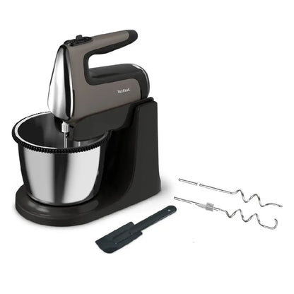 Tefal | Hand Mixer with Bowl | Powermix Silence HT654E38 | 600 W | 5 Speeds + Turbo | 2.5 L | Dark Grey / Black