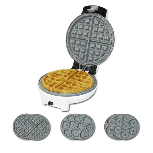 Cecotec | 3-in-1 Gebäckzubereiter | Fun Gofrestone 3in1 | 700 W | Auswechselbare Platten | RockStone Beschichtung | Weiß