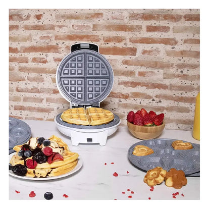 Cecotec | 3-in-1 Treat Maker | Fun Gofrestone 3in1 | 700 W | Interchangeable Plates | RockStone Coating | White