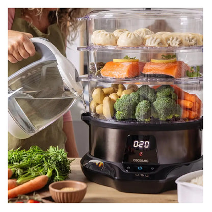 Cecotec | Food Steamer | Vapovita 3000 Pro | 800 W | 9 L Capacity | 3 Baskets | Timer | Stainless Steel / Black