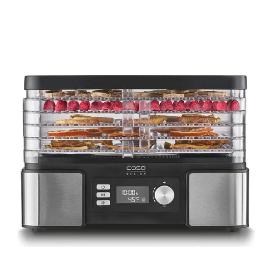 Caso | Dörrautomat | DH 450 | 450 W | 5 höhenverstellbare Ablagen | 30–70 °C | Timer 0,5–48 h | Schwarz & Edelstahl