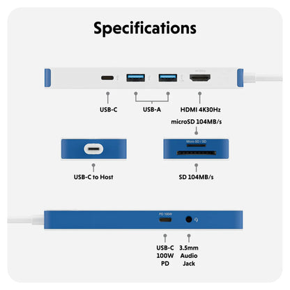Hyper | Hub USB-C 8 ports HyperDrive Flex | HD4102BUGL | Hub USB-C | Blanc/Bleu