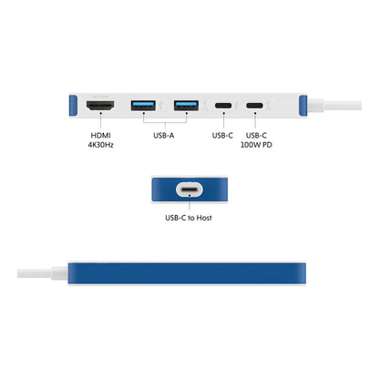 Hyper | Hub USB-C 5 ports HyperDrive Flex | HD4101BUGL | Hub USB-C | Blanc/Bleu