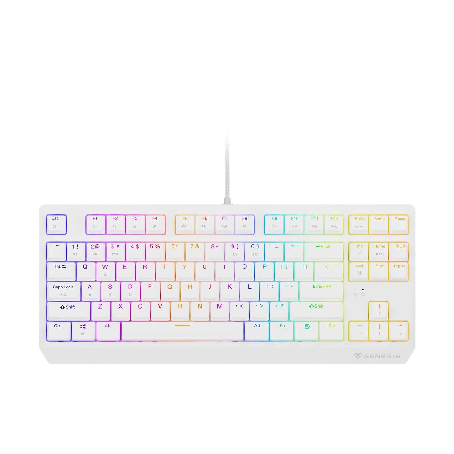 Genesis | Clavier Gaming | 230 TKL | Filaire | Rétroéclairage RGB | QWERTY US | Blanc