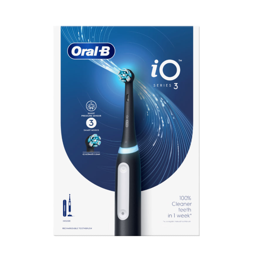 Oral-B | iO3 Series | iO3 Schwarz | Elektrische Zahnbürste | Wiederaufladbar | Schwarz