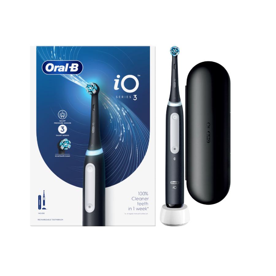 Oral-B | iO3 Series | iO3 Schwarz | Elektrische Zahnbürste | Wiederaufladbar | Schwarz