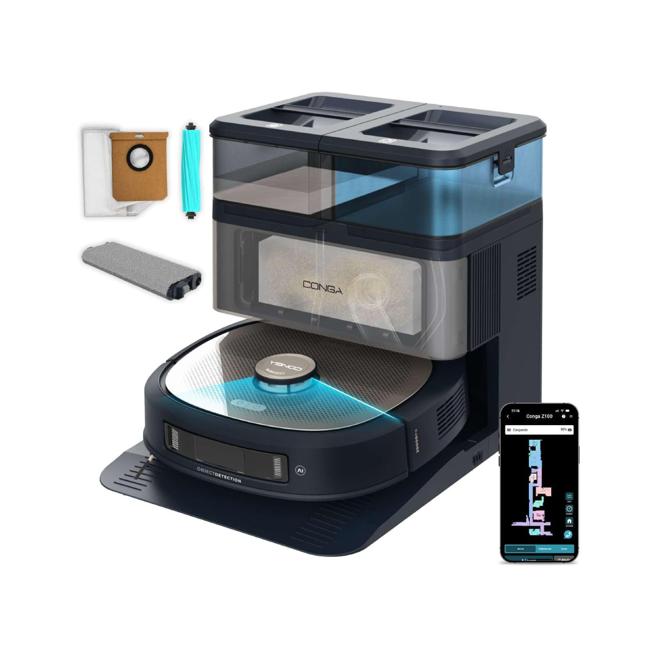 Cecotec | Conga Z100 | A01_EU01_114630 | Saugroboter | Nass & Trocken | Schwarz