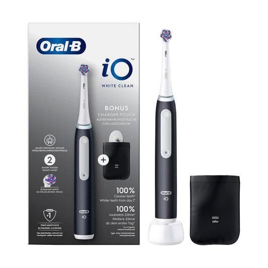 Oral-B | iO White Clean | elektrische Zahnbürste | wiederaufladbar | Schwarz/Weiß