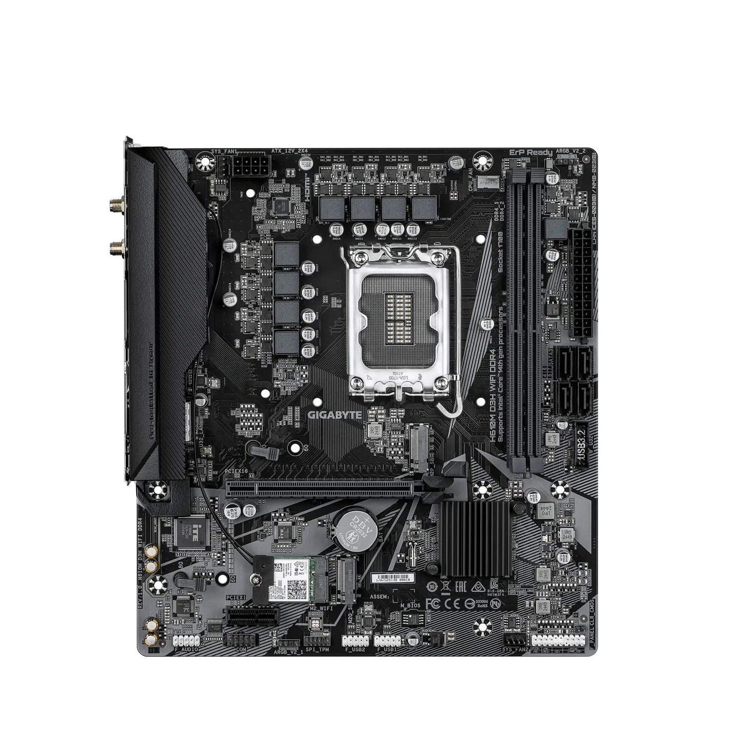 Gigabyte | H610M D3H WIFI DDR4 | Processor Socket LGA1700 Socket | Chipset Type Intel H610 Express | DDR4 SDRAM