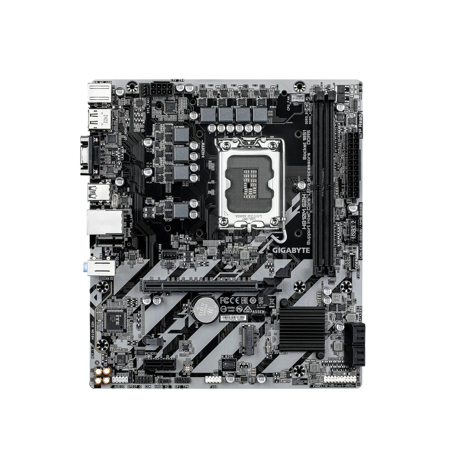 Gigabyte | H810M S2H | Processor Socket LGA1851 Socket | Chipset Type Intel H810 Express | DDR5 SDRAM