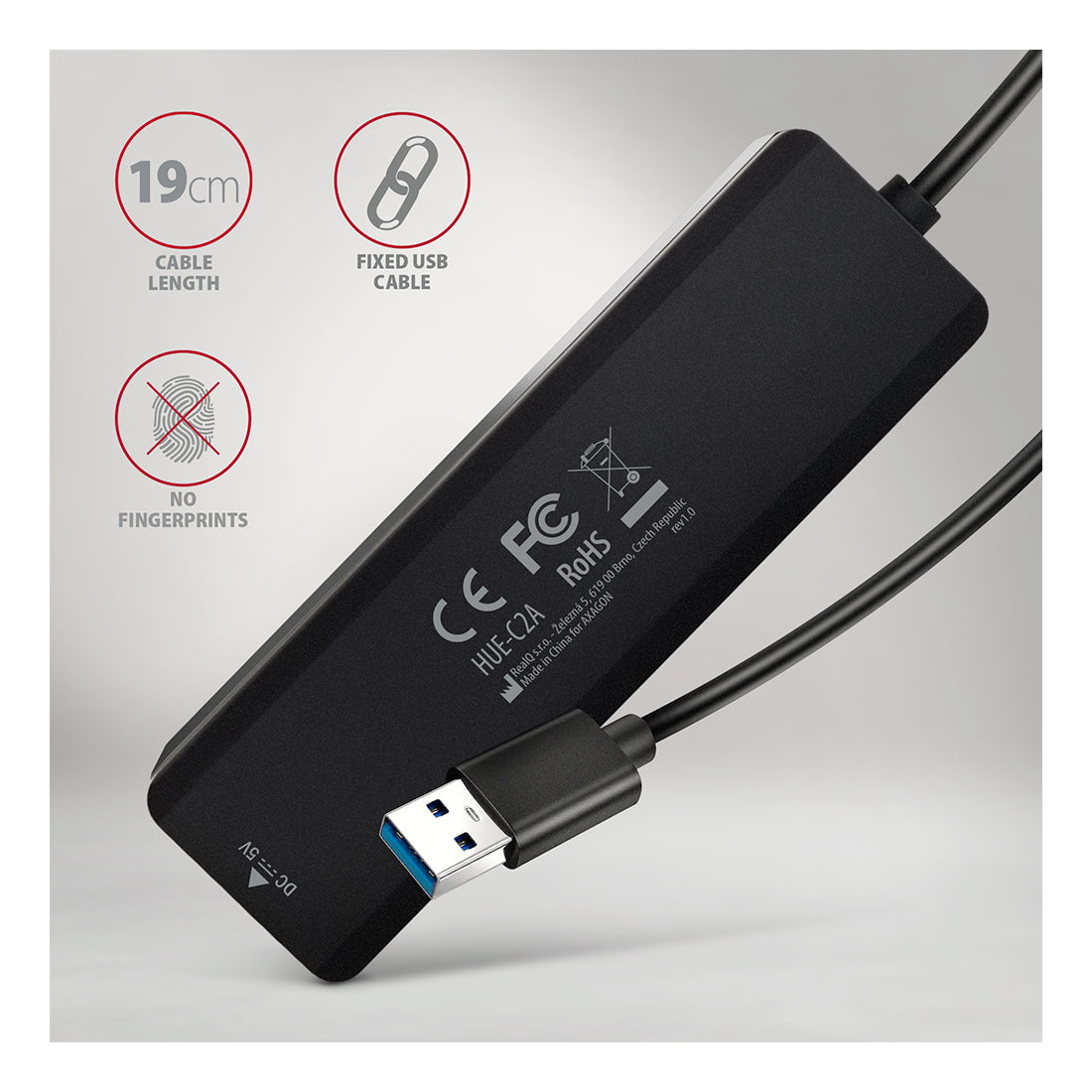 AXAGON | HUE-C2A TRAVEL | USB-A Hub | 5 Gbps | 2×USB-A | 2×USB-C | Black