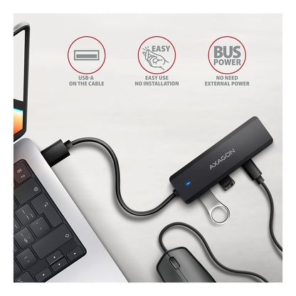 AXAGON | HUE-C2A TRAVEL | USB-A Hub | 5 Gbps | 2×USB-A | 2×USB-C | Black
