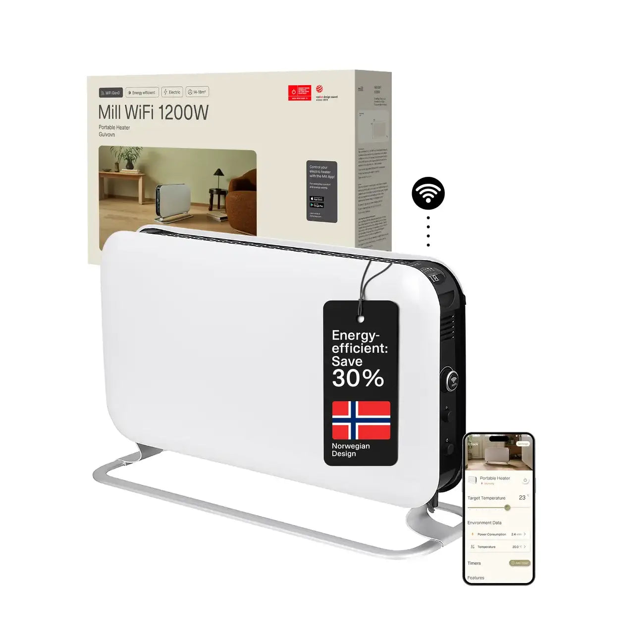 Mill | Convection Heater | CO1200WIFI3 GEN3 | 1200 W | White