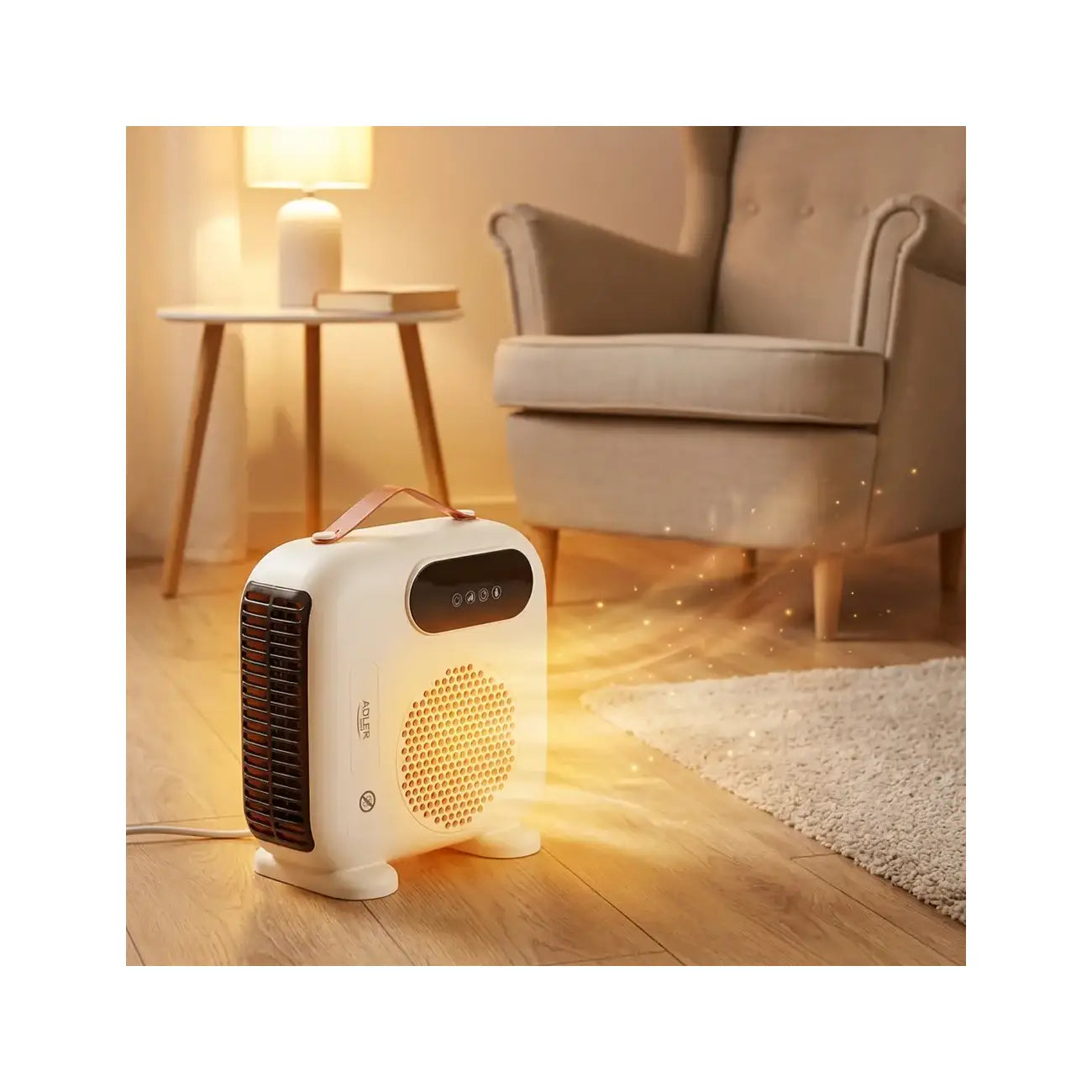 Adler | LED Fan Heater with Remote Control | AD 7756 | 2000 W | Beige