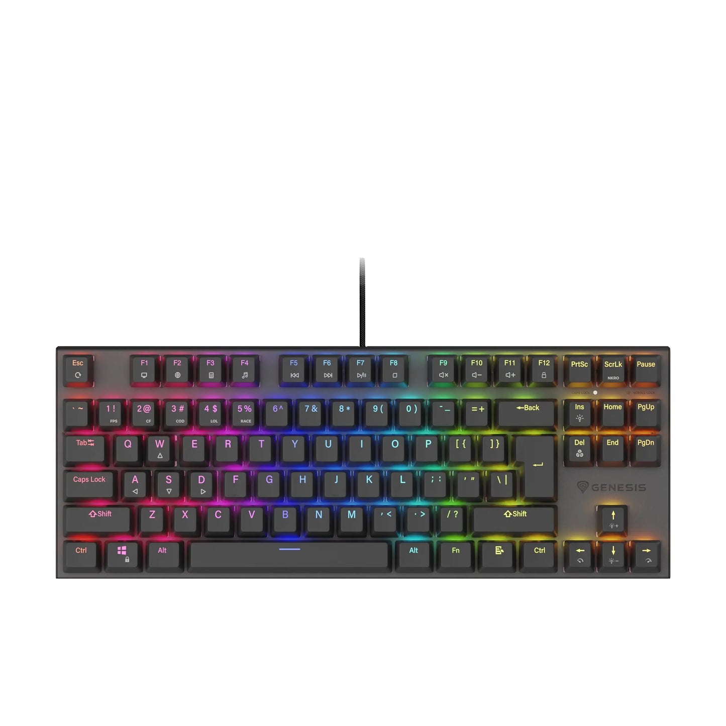 Genesis | Gaming  Keyboard | 303 TKL | Wired | Backlit RGB | US | USB | Outemu Peach Silent | Black