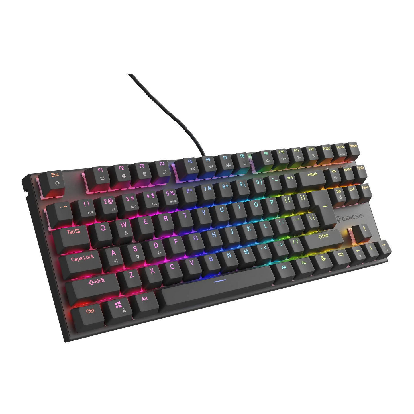 Genesis | Gaming  Keyboard | 303 TKL | Wired | Backlit RGB | US | USB | Outemu Peach Silent | Black