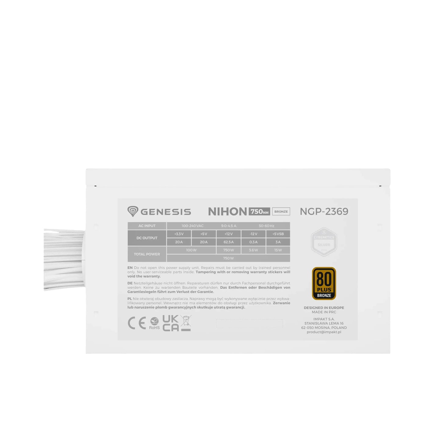 Genesis | PSU | Nihon 750NM | 750 W | 80 PLUS Bronze | White