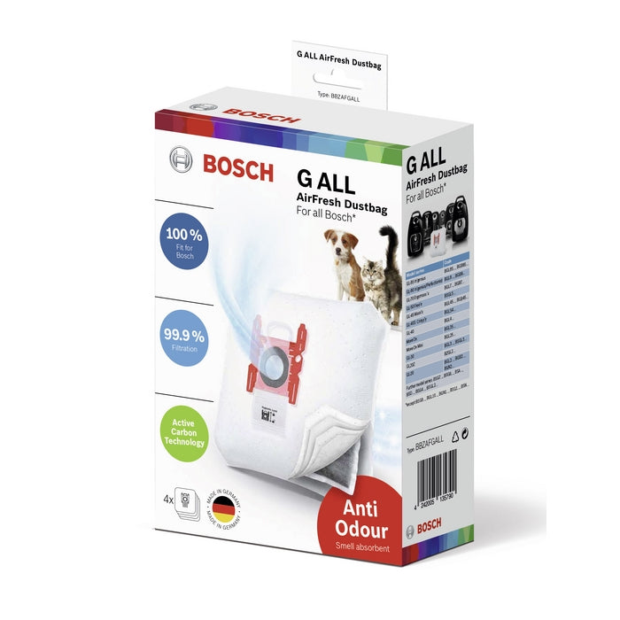 Bosch | AirFresh Dust Bags | BBZAFGALL | 4 Bags + Micro Filter | White