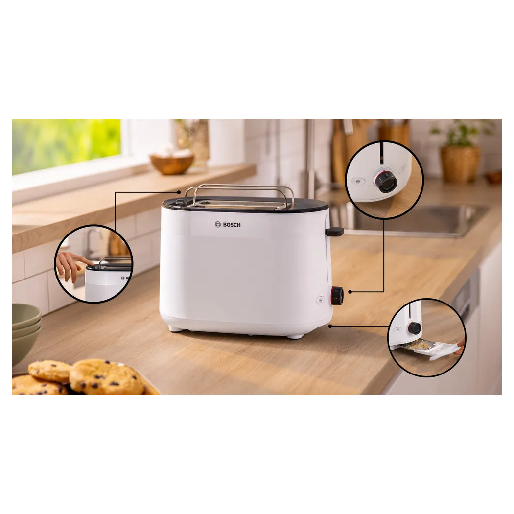 Bosch | MyMoment | TAT2M121 | Toaster | 950 W | 2 Slices | White