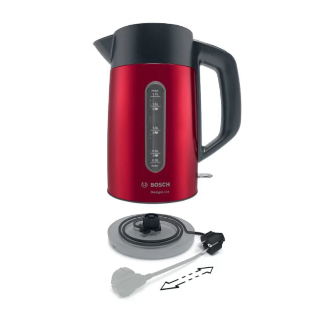 Bosch | DesignLine | TWK4P434 | Electric Kettle | 1.7 L | 2400 W | Red