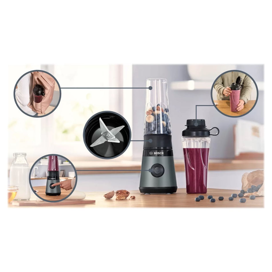 Bosch | VitaPower ToGo | MMB2111S | Smoothie Maker | 450 W | 0.6 L | Silver