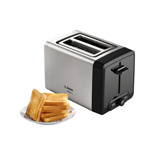 Bosch | DesignLine | TAT4P420 | Toaster | 970 W | 2 Scheiben | Schwarz | Silber