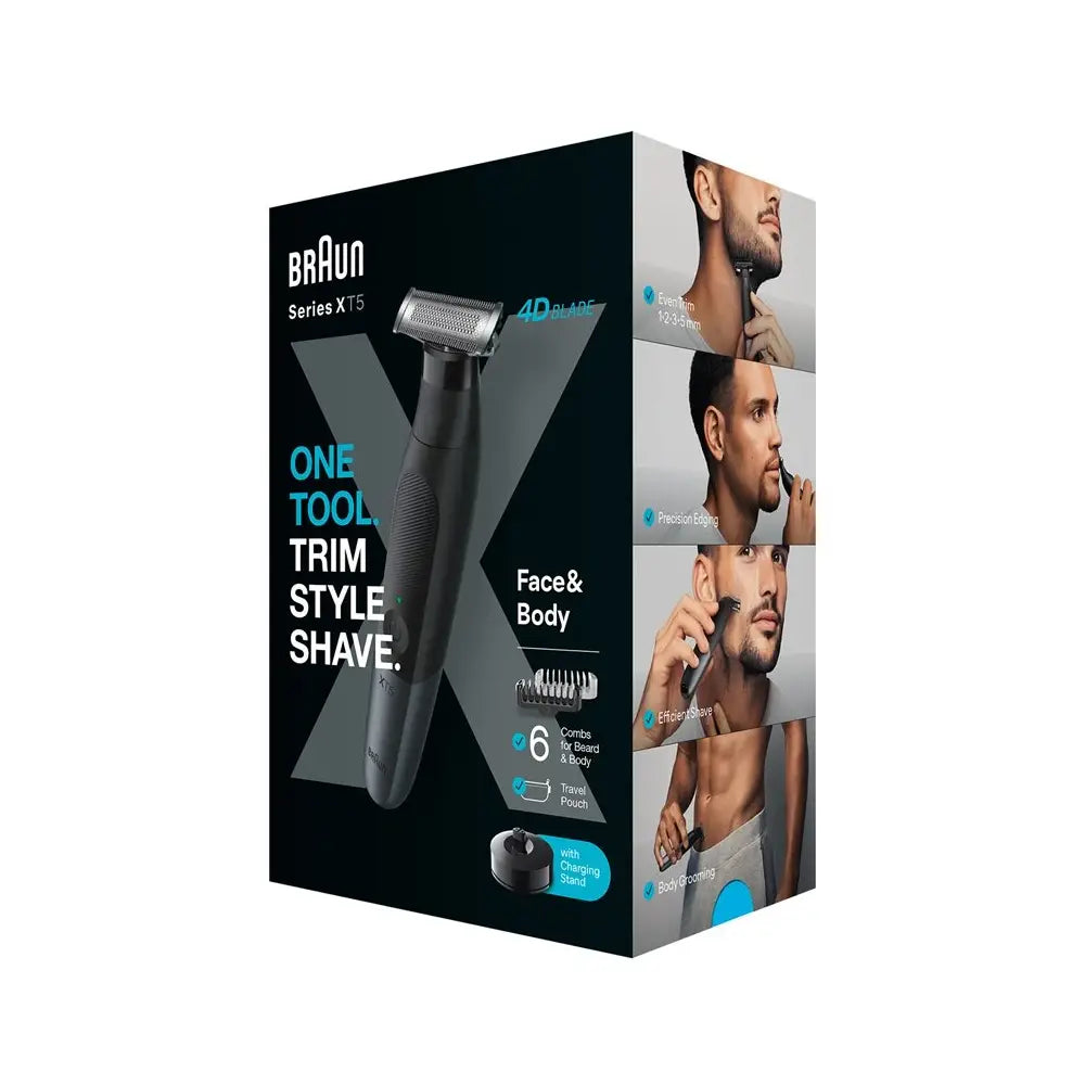 Braun | Face & Body Hair trimmer | XT5300 Series XT5 | Cordless | Wet & Dry | Black/Silver