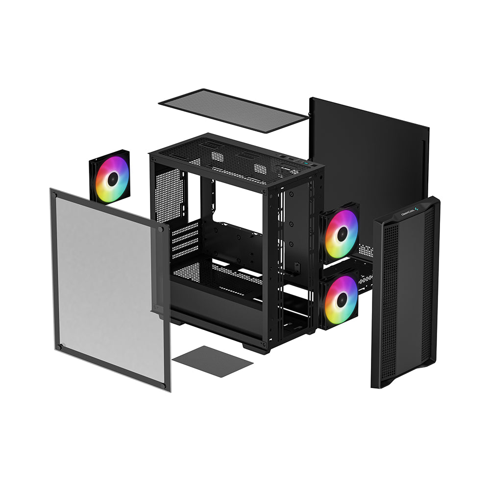 DeepCool | CC360 ARGB | Micro ATX Mini Tower Case | Tempered Glass | Black