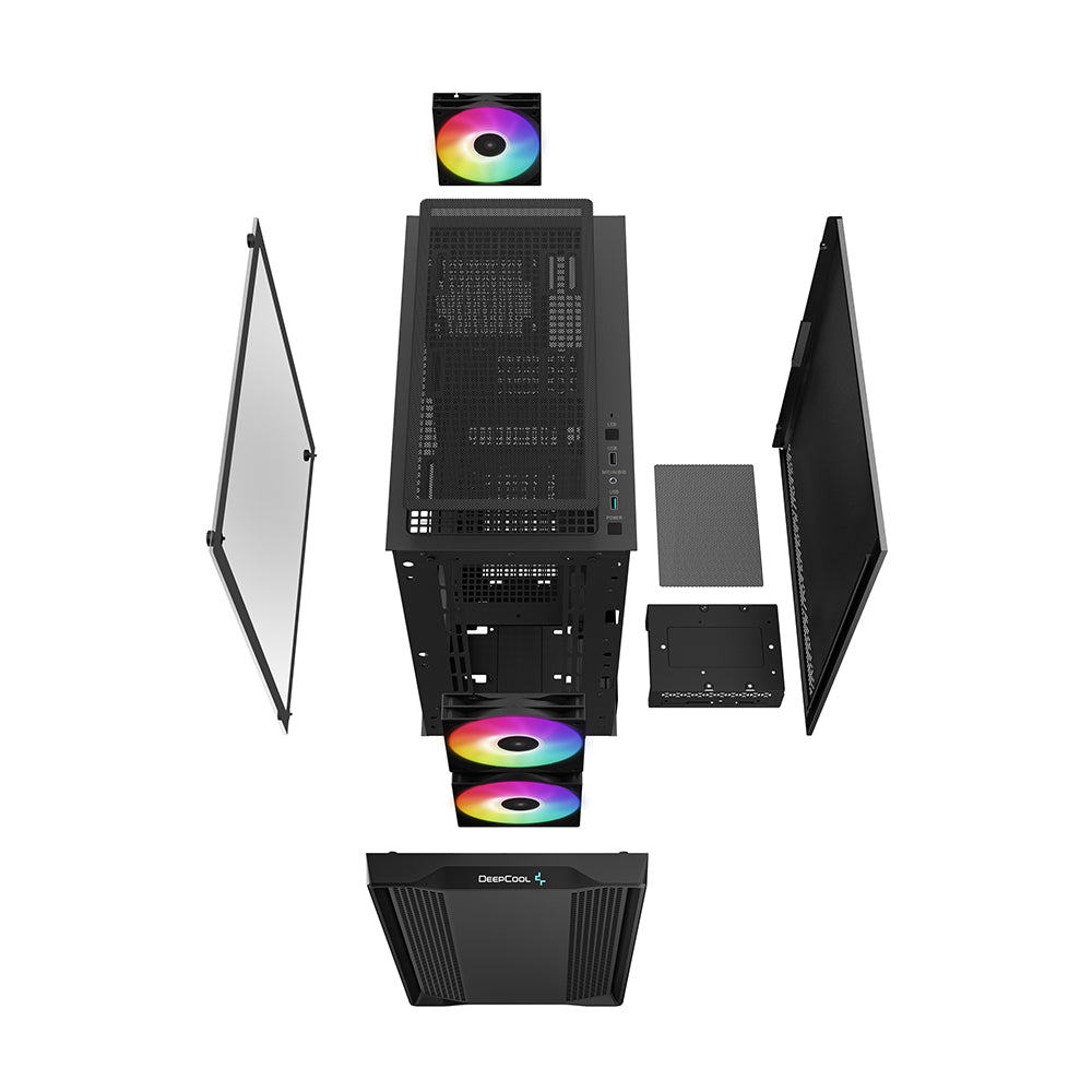 DeepCool | CC360 ARGB | Micro ATX Mini Tower Case | Tempered Glass | Black