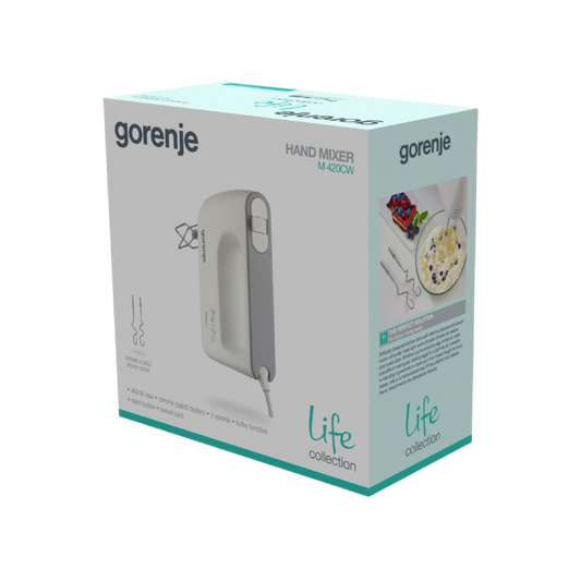 Gorenje | Life Collection | Handmixer | M420CW | 450 W | 5 Geschwindigkeiten | Turbo | Weiß
