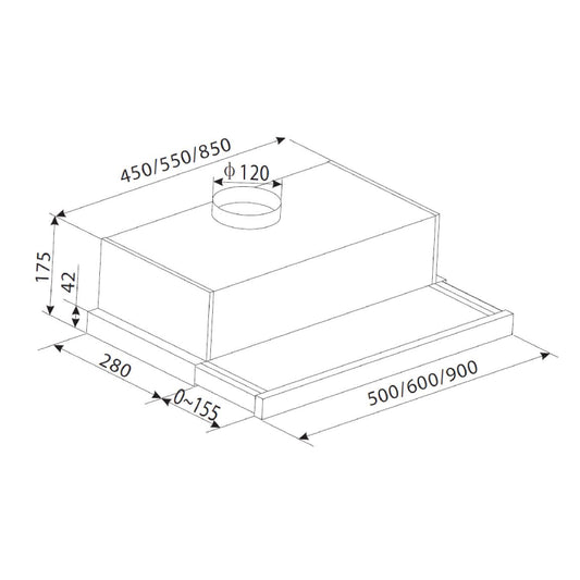 CATA | TF 5250 X | Teleskop-Dunstabzugshaube | 325 m³/h | 3 Geschwindigkeiten | LED | Edelstahl