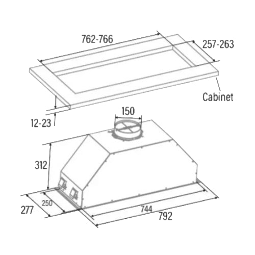 CATA | GT-PLUS 75 X /M | Wandhaube | 645 m³/h | 3 Leistungsstufen | EcoLED | Edelstahl
