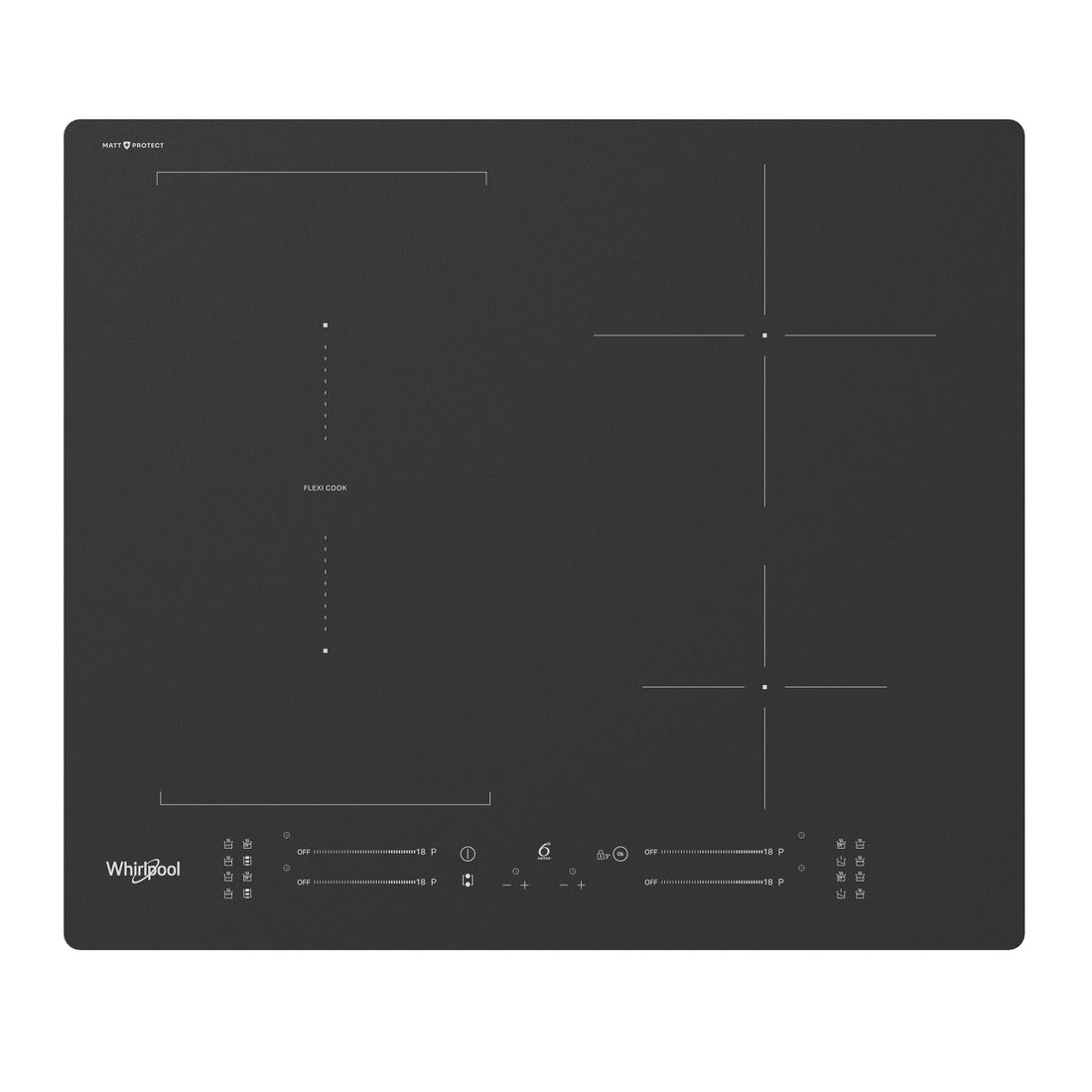 Whirlpool | WF S7560NE BM | Induktionskochfeld | 4 Kochzonen | 18 Leistungsstufen | FlexiSide | Booster | Touch Control | Schwarz