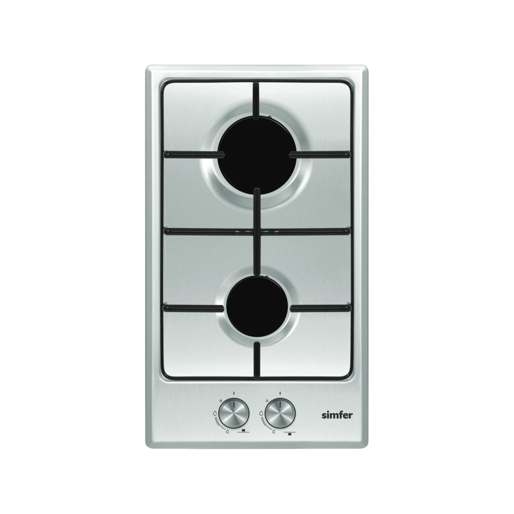 Simfer | H3.200.VGRIM | Gas-Kochfeld | 2 Kochzonen | 3850 W | Elektrische Zündung | Flammenüberwachung | Edelstahl