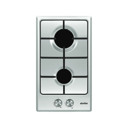 Simfer | H3.200.VGRIM | Gas-Kochfeld | 2 Kochzonen | 3850 W | Elektrische Zündung | Flammenüberwachung | Edelstahl